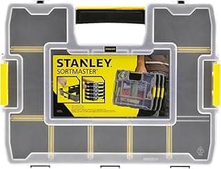 STANLEY 1-97-483 Sort Master Junior Organizer, 14 Compartments With Removable Dividers, See-Through Lid, 4 Kg Load Capacity, Textured Carry Handle & Side Latches, 1 Year Warranty, 37.5x29x6.7 cm
