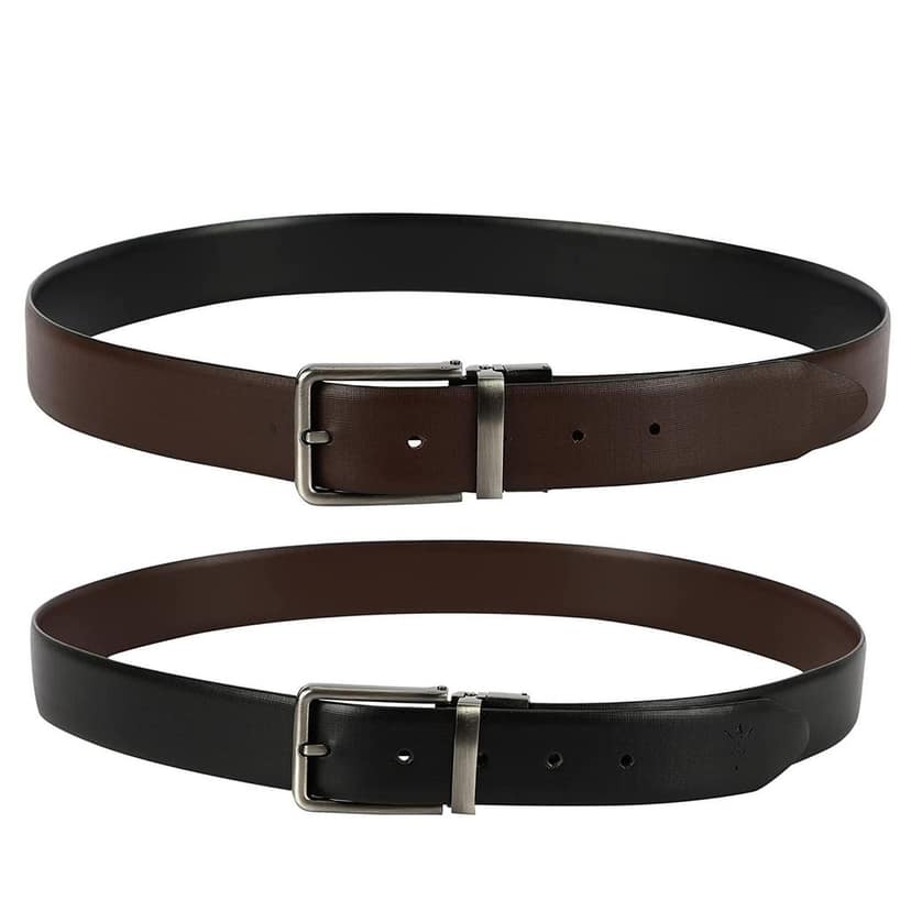 SWHF Men's Formal Leather Belt Reversible Black & Brown Pure High Quality Leather view 9