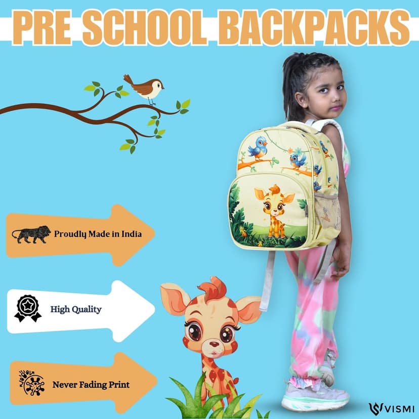 VISMIINTREND School Bags for Kids | School Backpack Bags | Water Resistant | Casual | Picnic | Travel | 2 to 5 Years Pre School Bags | Bag for Boys | Girls view 3