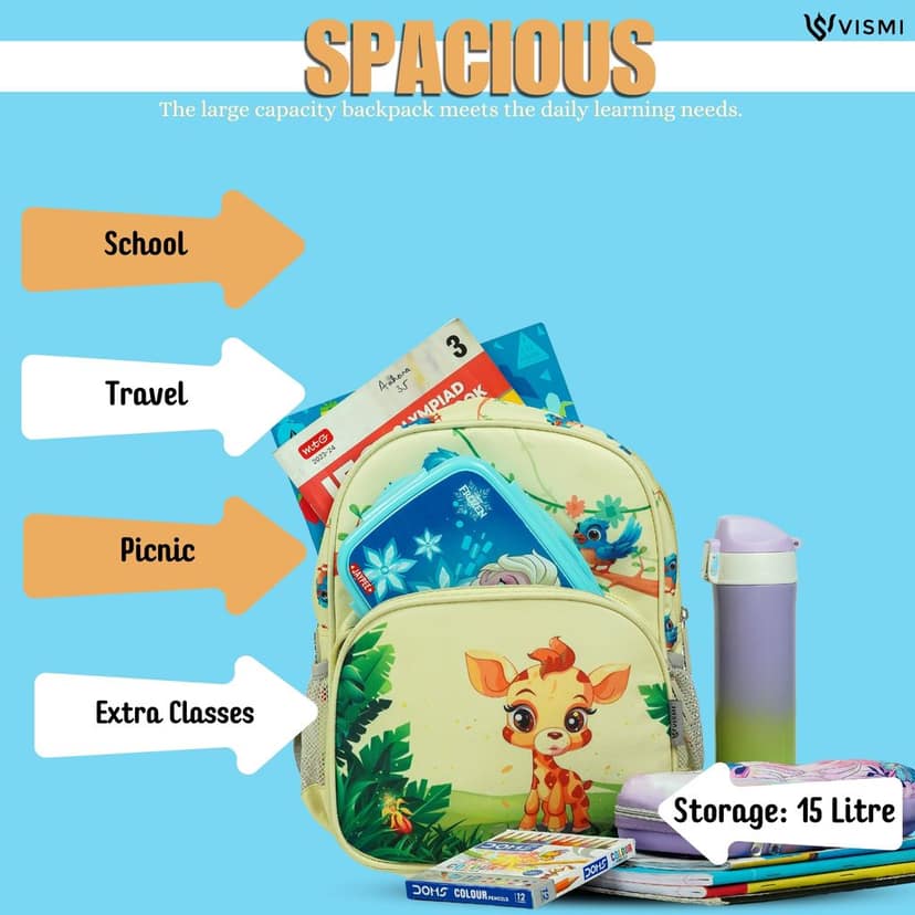 VISMIINTREND School Bags for Kids | School Backpack Bags | Water Resistant | Casual | Picnic | Travel | 2 to 5 Years Pre School Bags | Bag for Boys | Girls view 5