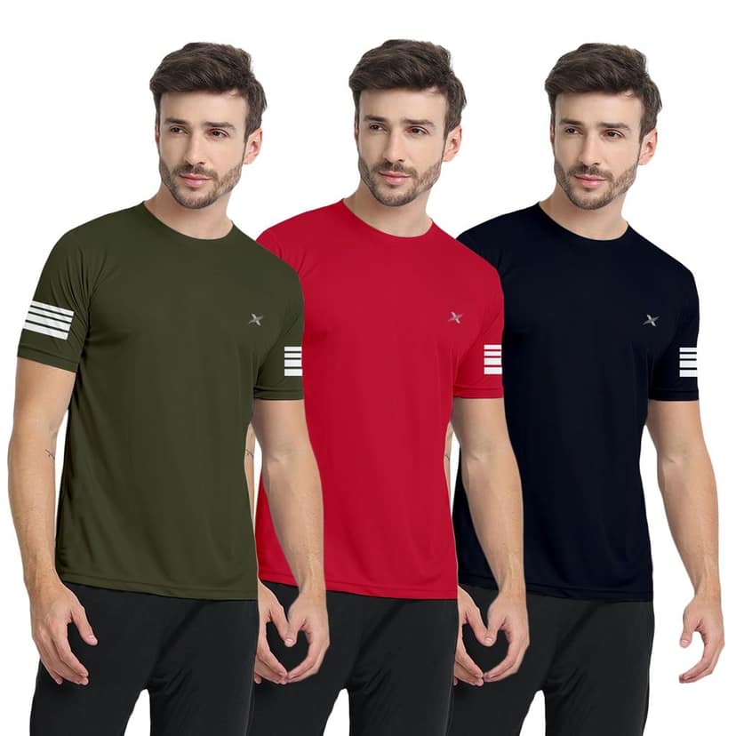 FTX Men Solid Round Neck Tshirt Pack Of 3