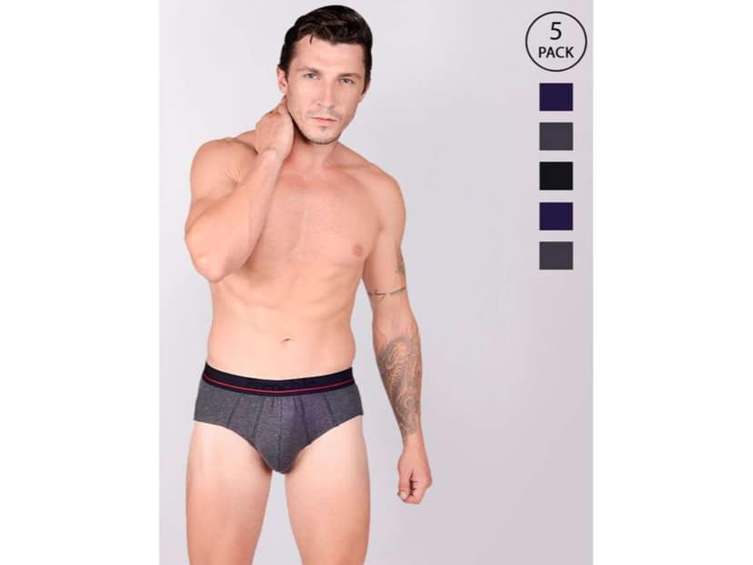 FRENCHIE Casuals 4003 Men Solid Cotton Briefs in Assorted Colours Pack of 5 - XL