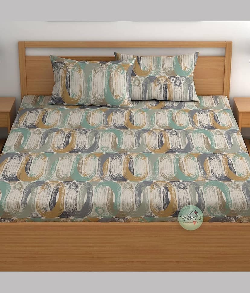 CG HOMES Microfibre 1 Double Fitted Bedsheet with 2 Pillow Covers ( 220 cm x 220 cm ) , Multi view 2