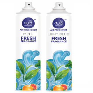 Aura Aerosols Air Freshener 300 ml (Pack of 2) - Mint & Light Blue