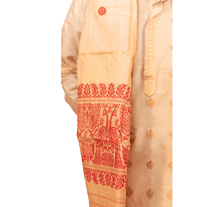Tussar Silk Gamusa | Assamese Handloom Silk Gamusa view 2
