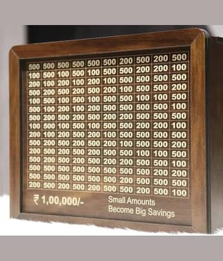 Wooden Piggy Money Bank Saving Box With Saving Target Upto 1 Lakh