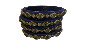 Blue Silk Thread Bangle Set with Stone Work - Set of 4