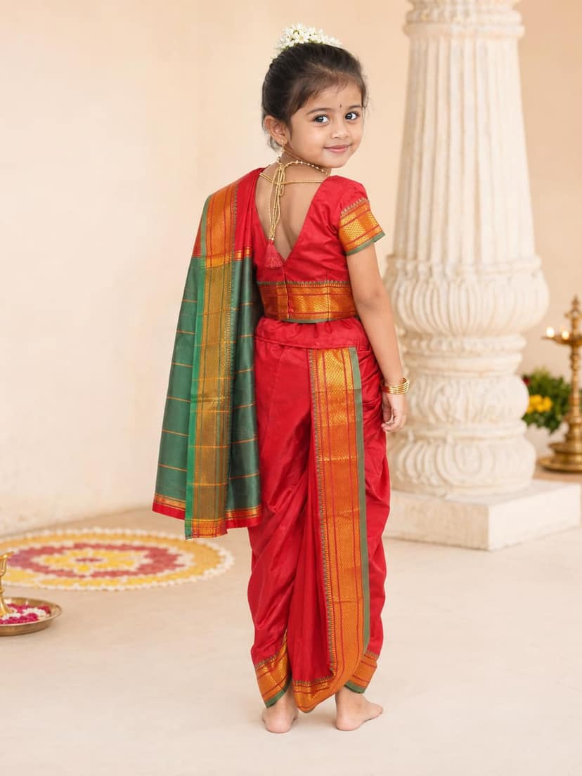 Nauvari Saree for Girls - Traditional Marathi Festival Wear view 2