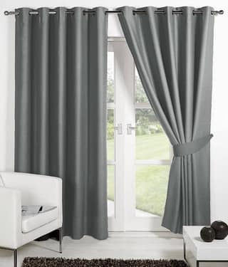 Panipat Textile Hub Solid Semi-Transparent Eyelet Door Curtain 7 ft Pack of 2 -Gray
