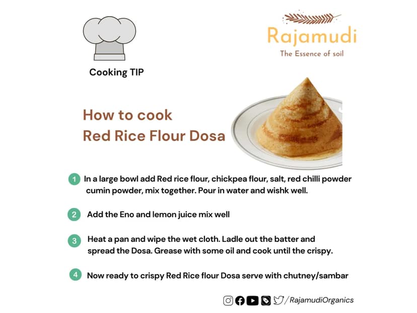Rajamudi Organics Organic Unpolished Red Rice Flour - 1 Kilogram view 3