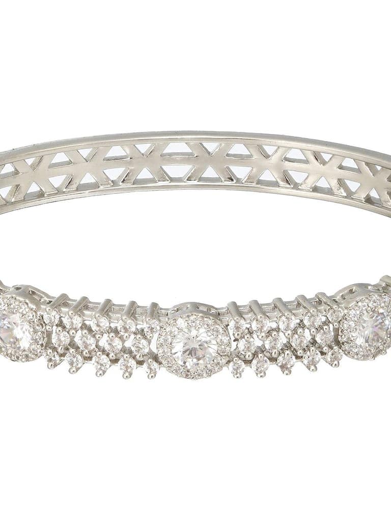 Silver Plated Zircon Studded Luxe Bangle Bracelet view 4