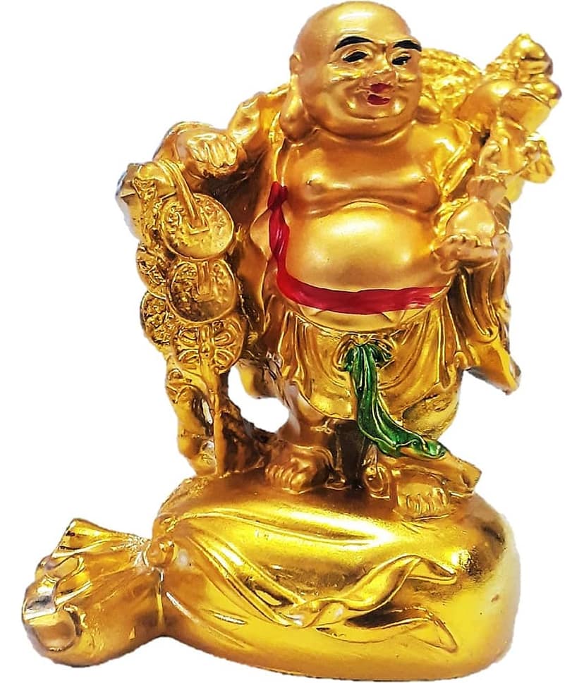 AFTERSTITCH laughing buddha for money and wealth in Vastu & Fengshui Showpiece 10 cm (Pack of 1)