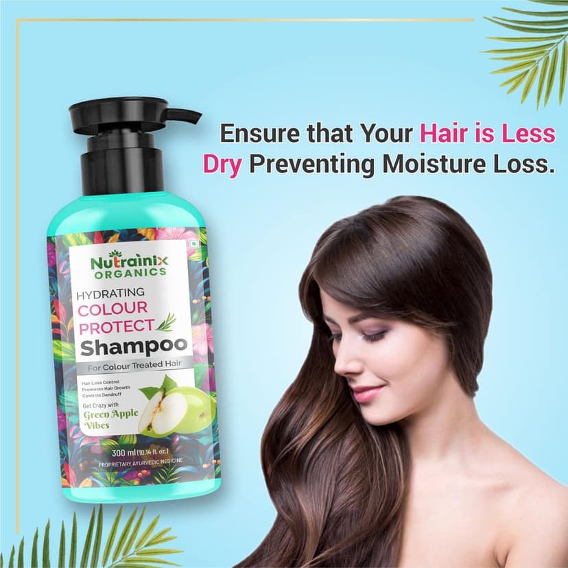 Nutrainix Organics Hydrating Colour Protect Shampoo, Hydration for Vibrant, Treated Hair – Green Apple Freshness - 300ml view 6