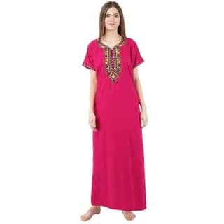 KOI SLEEPWEAR Women's Cotton Blend Embroidered Maxi Length Nightgown (Pink, 2XL/3XL)