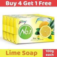 Godrej No 1 Bathing Soap - Lime & Aloe Vera, 125 G - Buy 4 Get 1 Free