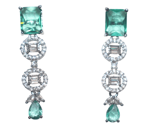 Emerald Green Drop Earrings with Cubic Zirconia