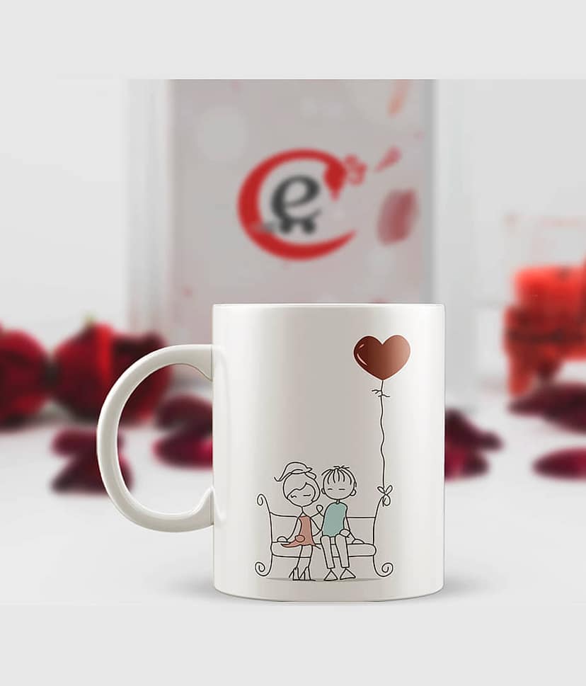 eCraftIndia White Ceramic Valentine Hamper