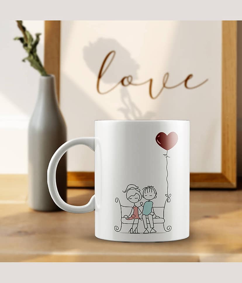 eCraftIndia White Ceramic Valentine Hamper view 2