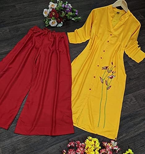 BT WITH BUY & TRY Women's Rayon Kurti Set | Kurti with Palazzo | Kurta Set for Women | Palazoo Set. view 5