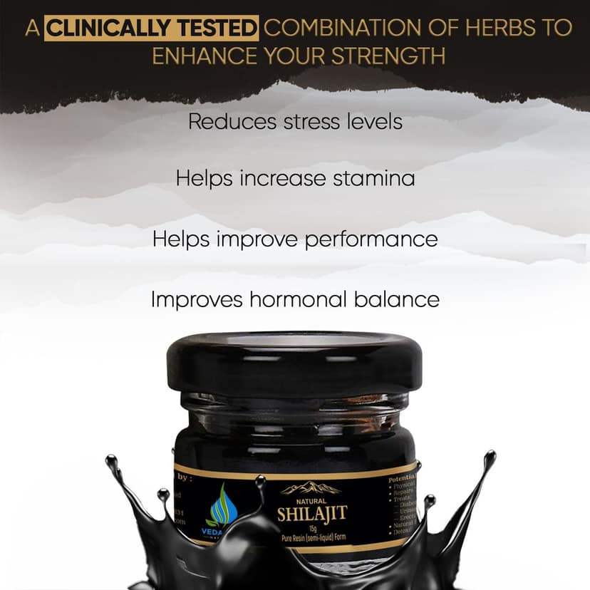 VEDAPURE NATURALS Pure Ayurvedic Raw Shilajit/Shilajeet Resin (Semi Liquid) Helps in Stamina, Strength, for Men & Women - 15 Gram (Pack of 1) view 2