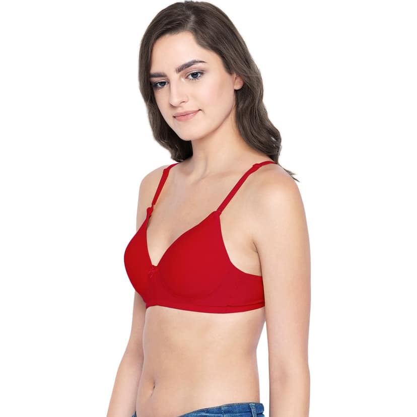Bodycare Cotton Spandex Padded Non wired Tshirt Bra-Pack of 3 view 3