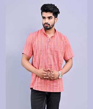 QuaClo - Pink Cotton Men's Regular Kurta ( Pack of 1 )