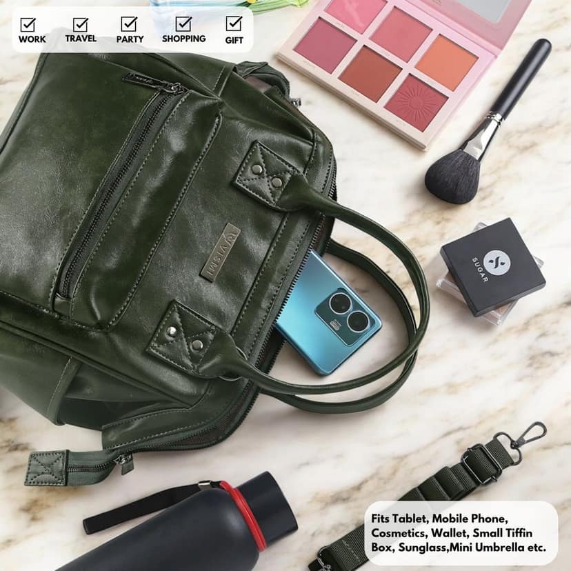 Women Handbag Pu Leather Crossbody Sling Bag Stylish Office Bag Lightweight Water Resistant Satchel Shoulder Bag With Detachable Strap view 9