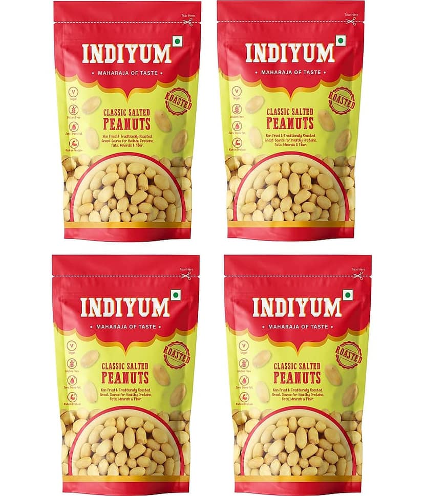 Indiyum Classic Salted Peanuts 140gm (Pack of 4)