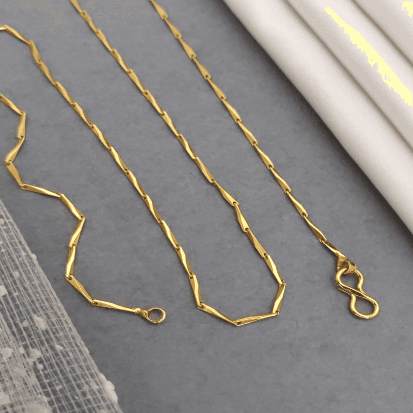 Attractive Alloy Women's Mangalsutra &Gold Plated Beautiful and Fancy Chain Attractive Traditional Long Golden Chain (RI_01)&New Stylish Alloy Gold Bali butti (UK_03)(COMBO PACK OF 2 PIC & 1 PAIRS) view 3