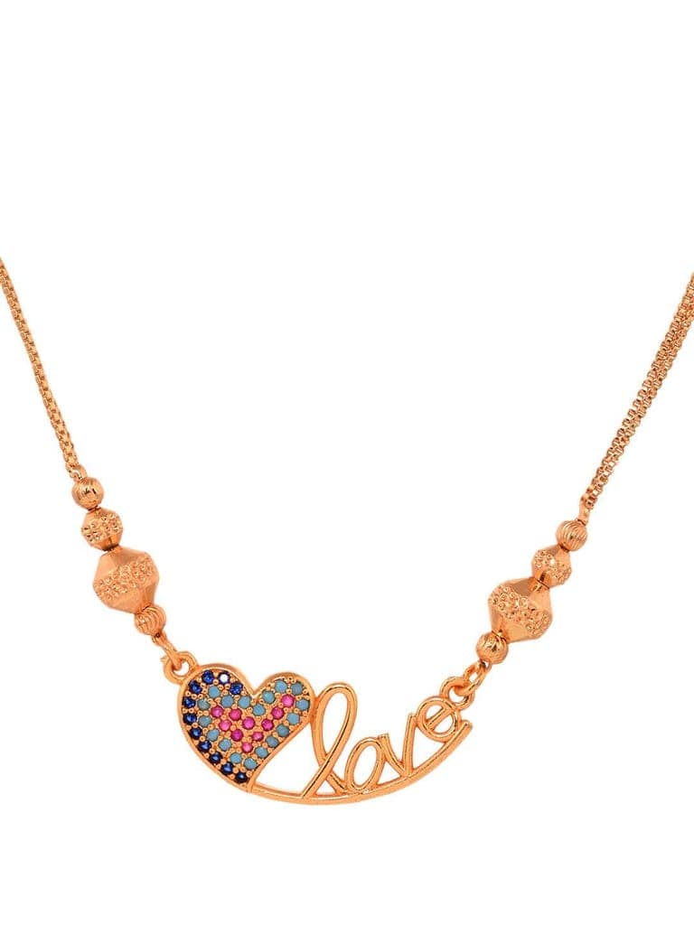 Gold Toned Heart Shaped Stone Studded & Beaded Mangalsutra view 4