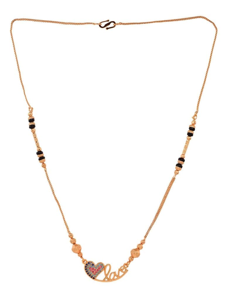 Gold Toned Heart Shaped Stone Studded & Beaded Mangalsutra view 5