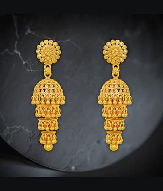 LUV FASHION Golden Jhumki Earrings ( Pack of 1 )