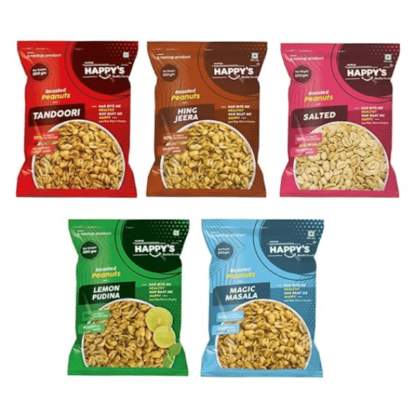 Happy's Roasted Peanuts Combo Pack of 5 - 990 gm