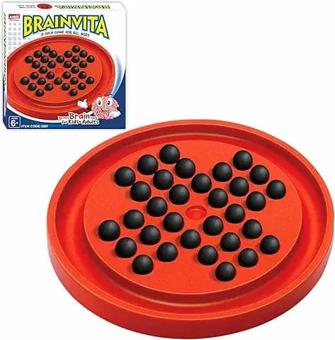 Ankit Toys & Games Brainvita Marble Solitaire Board Game Red for Kids & Adults 6+ Years Peg Puzzle Strategy Brain Teaser Educational Toy with Glass Marbles Travel Friendly Family Game view 2