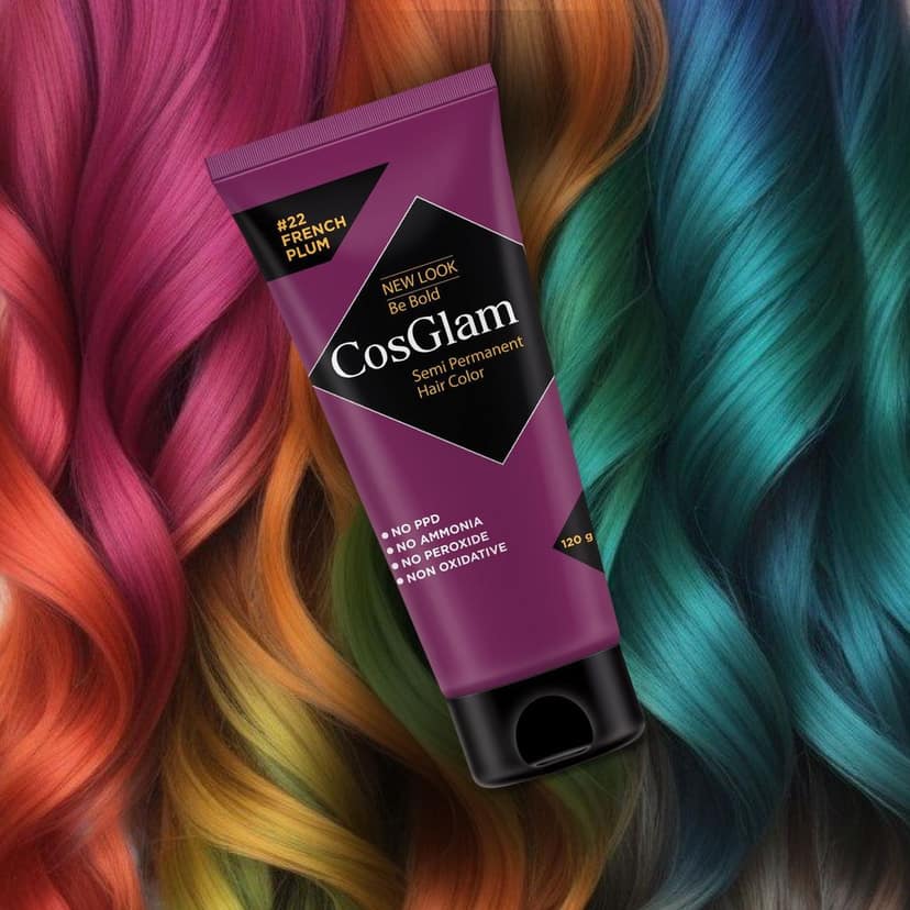 COSGLAM Semi Permanent Hair Color, No Peroxide, Non Oxidative, Ammonia Free Hair Colour 22 French Plum - 120gm view 9