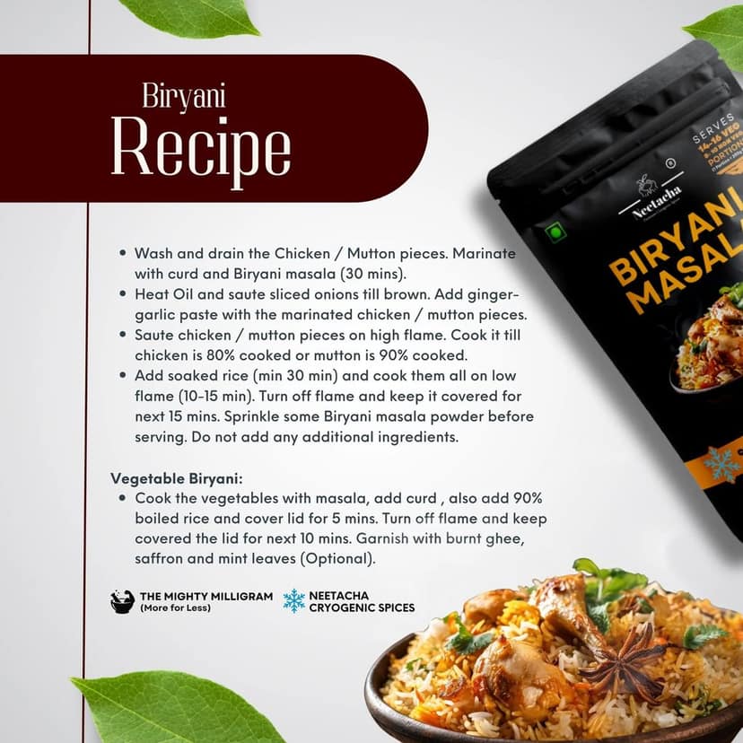 NEETACHA Premium Cryogenic Biryani Masala I 50g view 6