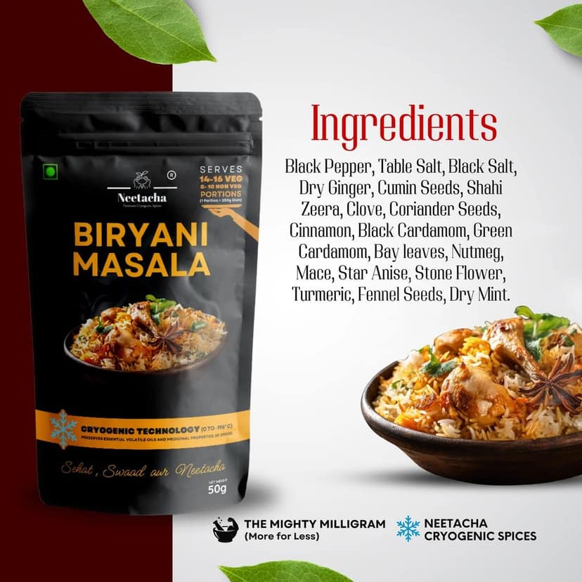 NEETACHA Premium Cryogenic Biryani Masala I 50g view 7
