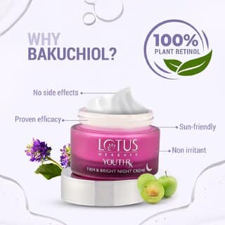 Lotus Herbals YouthRx Firm Bright Night Cream Bakuchiol Retinol Vitamin C Anti Ageing Brightening 50g view 2