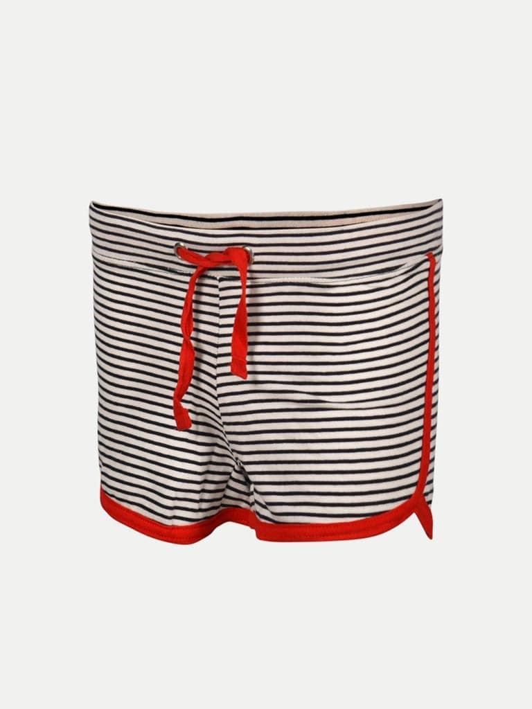 Womens Stripe Elasticated Shorts -Black White Stripe view 2
