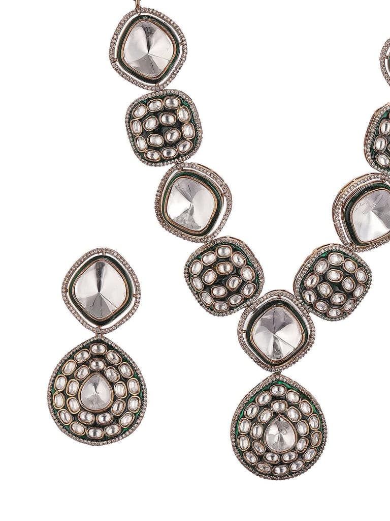 Gold Antique Kundan Jadau Uncut Polki Statement Jewellery Set view 5