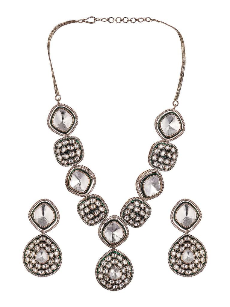 Gold Antique Kundan Jadau Uncut Polki Statement Jewellery Set view 6