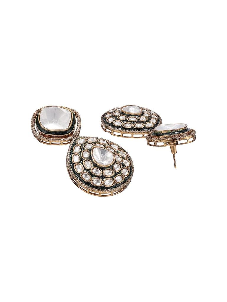 Gold Antique Kundan Jadau Uncut Polki Statement Jewellery Set view 8