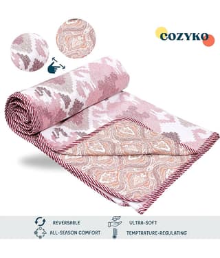 COZYKO Cotton Printed Double Bed Dohar - Pink ( )