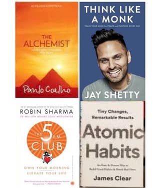 ALCHEMIST + Think Like A Monk + 5 Am Club + Atomic Habits