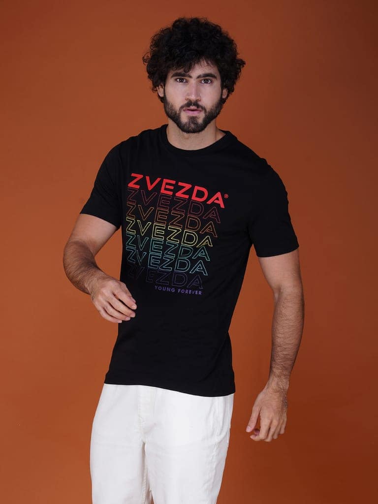 Men’s Branded European Fit Cotton Jersey T-Shirt Black view 3