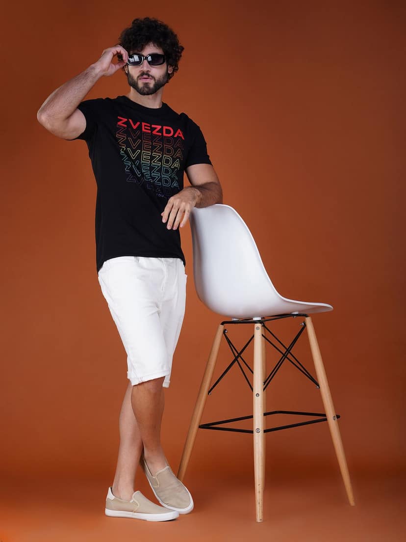 Men’s Branded European Fit Cotton Jersey T-Shirt Black view 6