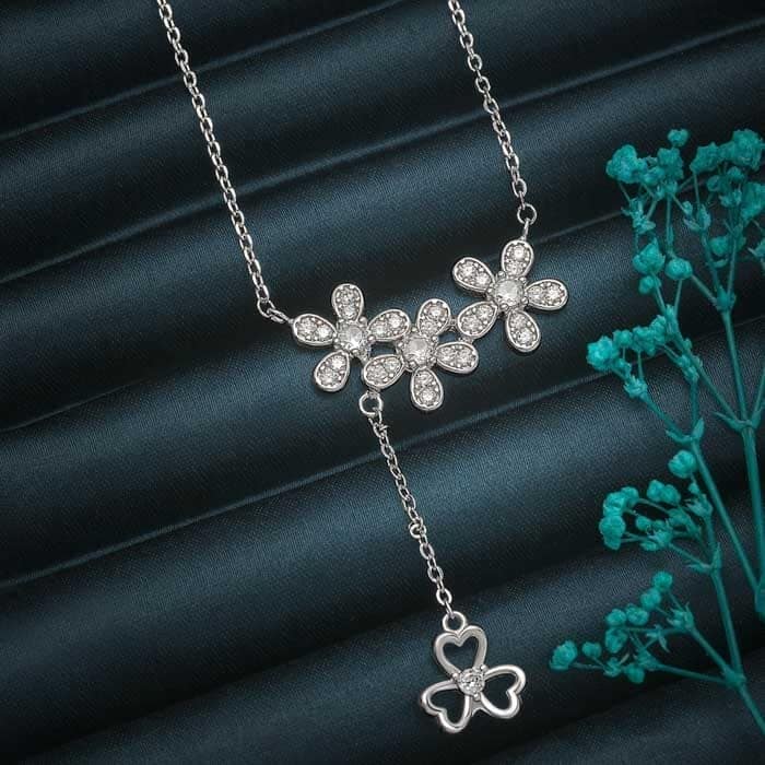 Silver Crystal Garland Necklace view 3
