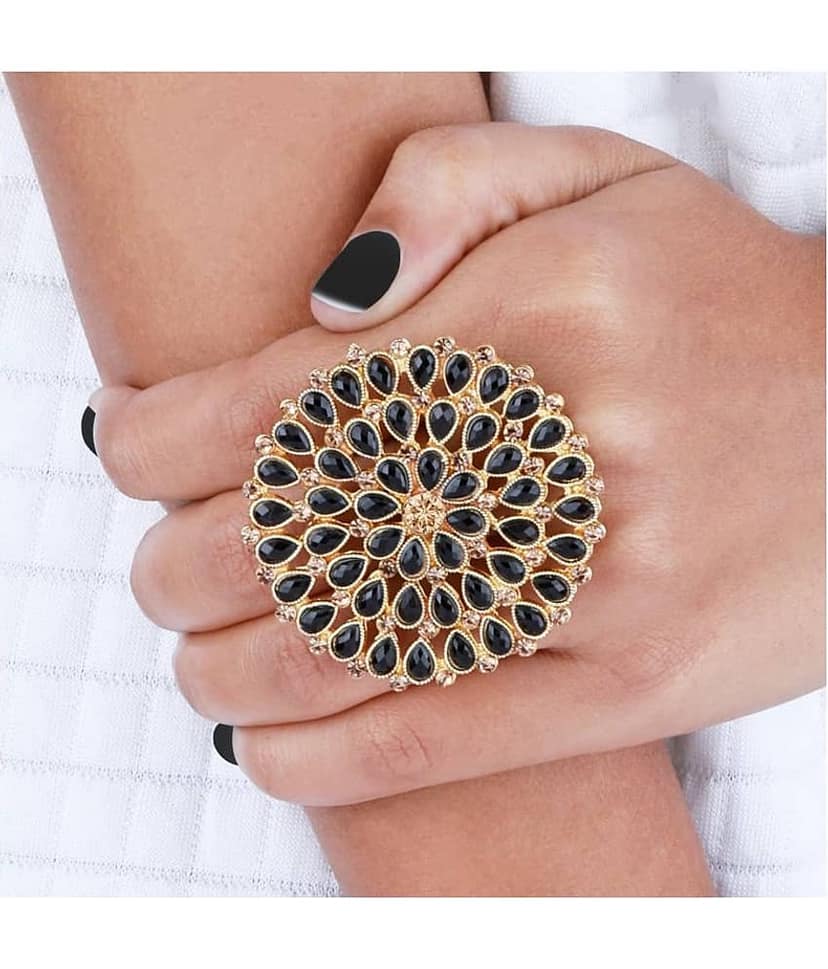 Adjustable Round Gold Tone Stylish Traditional Finger Ring For Women And Girl