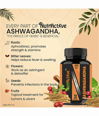 NutrActive Ashwagandha Capsules( 500mg) 90 no.s Capsule Pack of 3