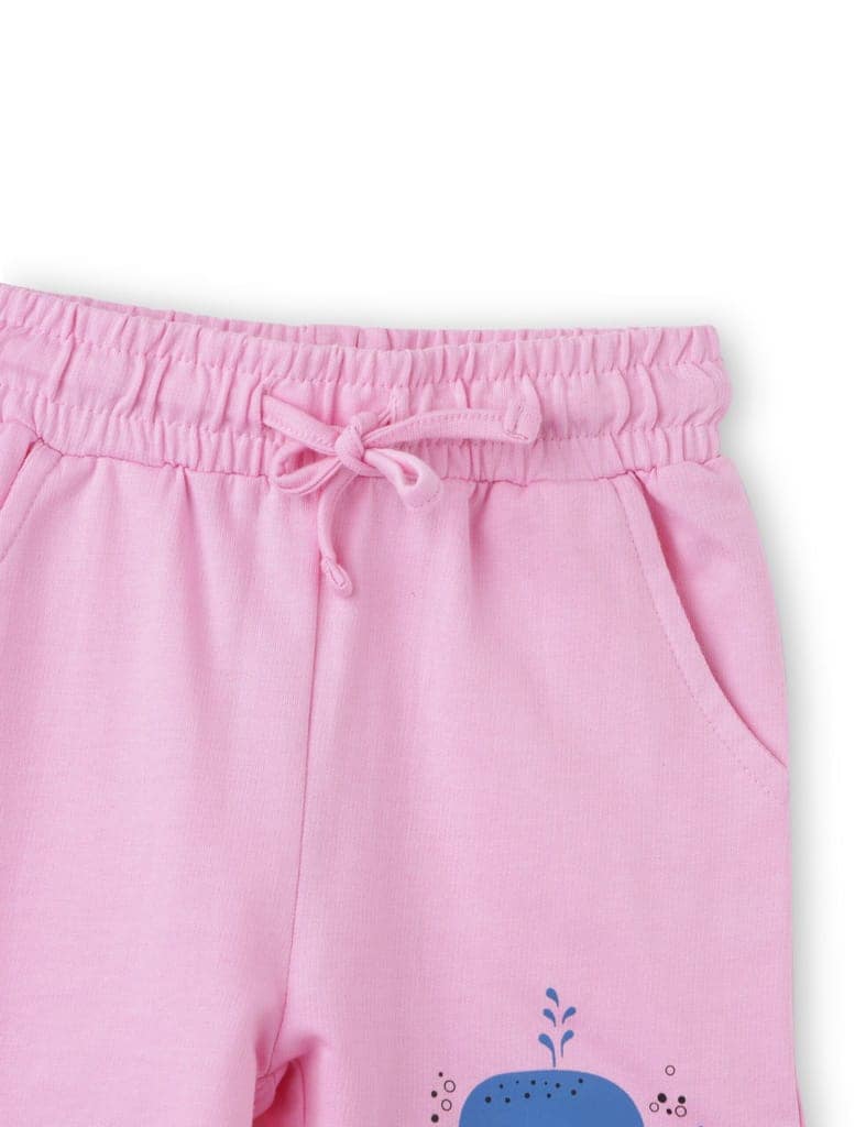 Girls Shorts Cotton French Terry Bon Bon Pink Baby Shark view 3